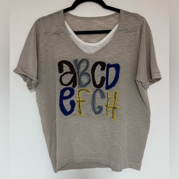 Unbranded Lightweight Linen Alphabet Shirt Fits Size 0-8 - Picture 1 of 5